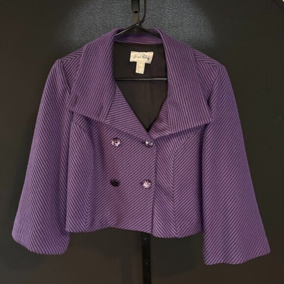 Joseph Ribkoff Purple and Black Stripped Cropped Jacket Blazer - Picture 1 of 5